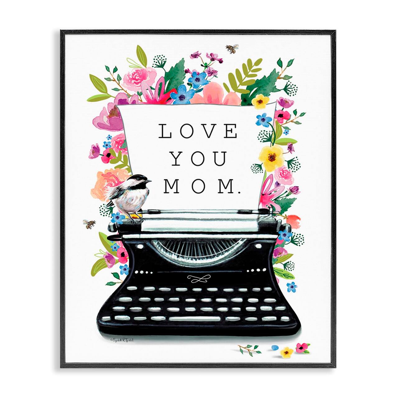 Stupell Industries Love You Mom Typewriter Framed Giclee Art